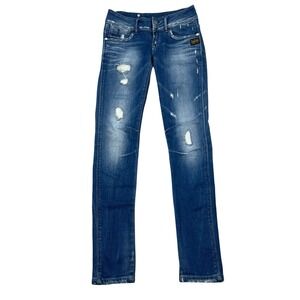 G-Star RAW Jeans Womens 25x30 Blue Wash Fender‎ Skinny Stretch Denim Mid Rise